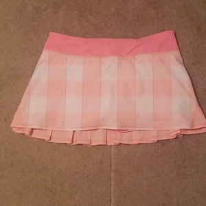 Lululemon Pace Setter Pink Plaid Skirt